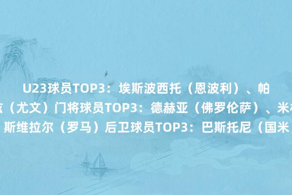 U23球员TOP3：埃斯波西托（恩波利）、帕斯（科莫）、伊尔迪兹（尤文）门将球员TOP3：德赫亚（佛罗伦萨）、米林科维奇（都灵）、斯维拉尔（罗马）后卫球员TOP3：巴斯托尼（国米）、布翁乔尔诺（那不勒斯）、塔瓦雷斯（拉都奥）中场球员TOP3：巴雷拉（国米）、麦克托米奈（那不勒斯）、赖因德斯（米兰）时尚球员TOP3：小基恩（佛罗伦萨）、奥尔索里尼（博洛尼亚）、雷特吉（亚特兰大）体育赛事直播